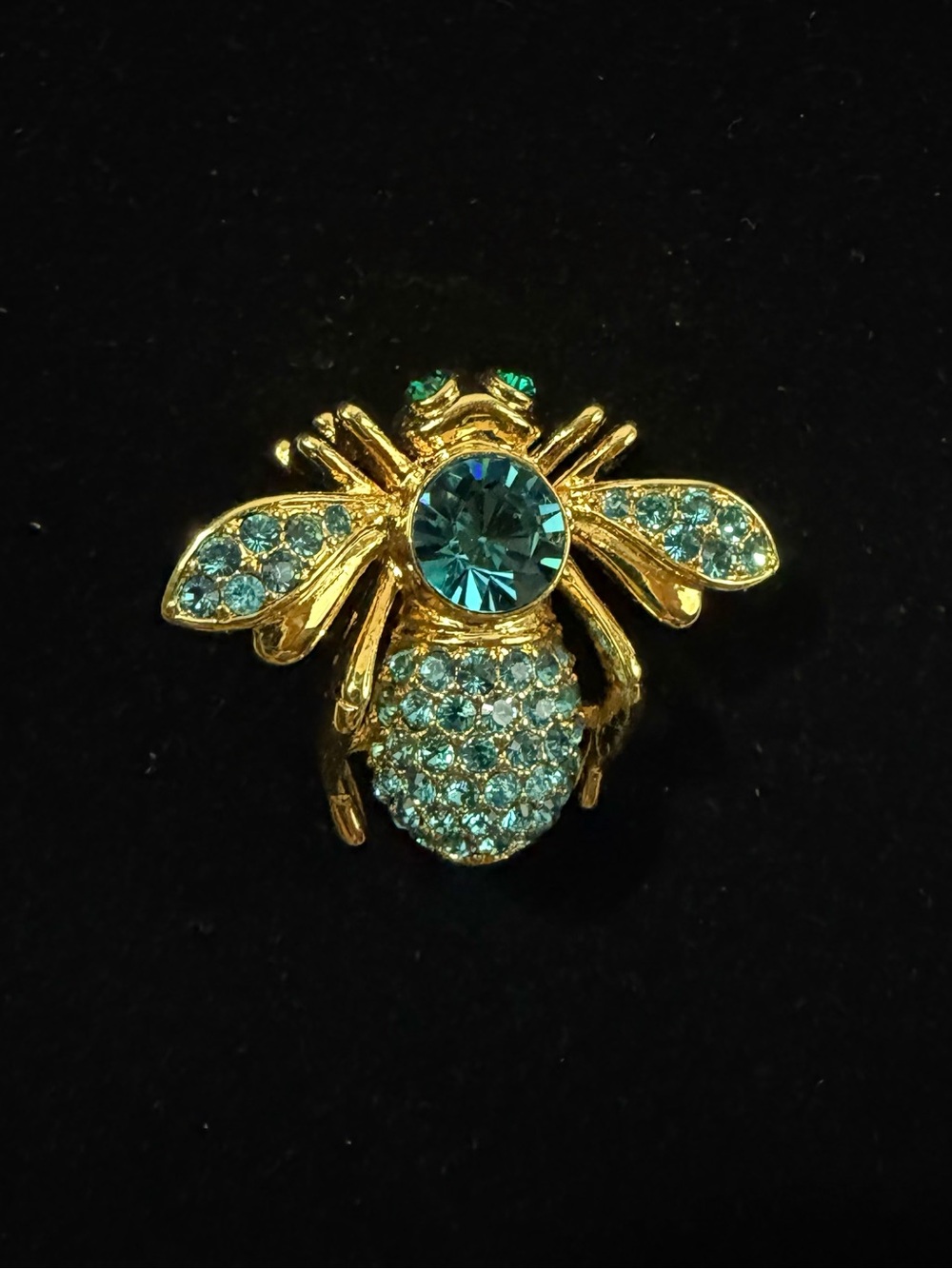 Joan Rivers December Birthstone Blue Topaz Color Bee Pin Brooch
